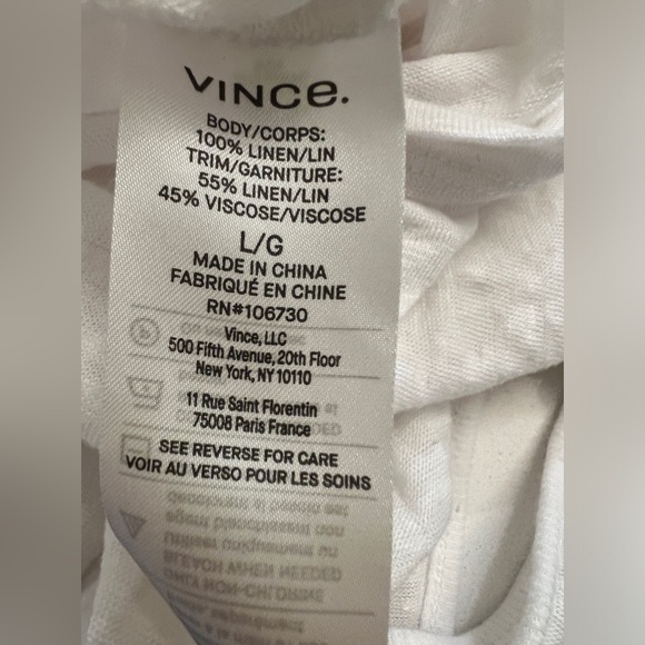 Vince 100% Linen Double V-Neck Camisole Tank White Large EUC - Picture 4 of 8